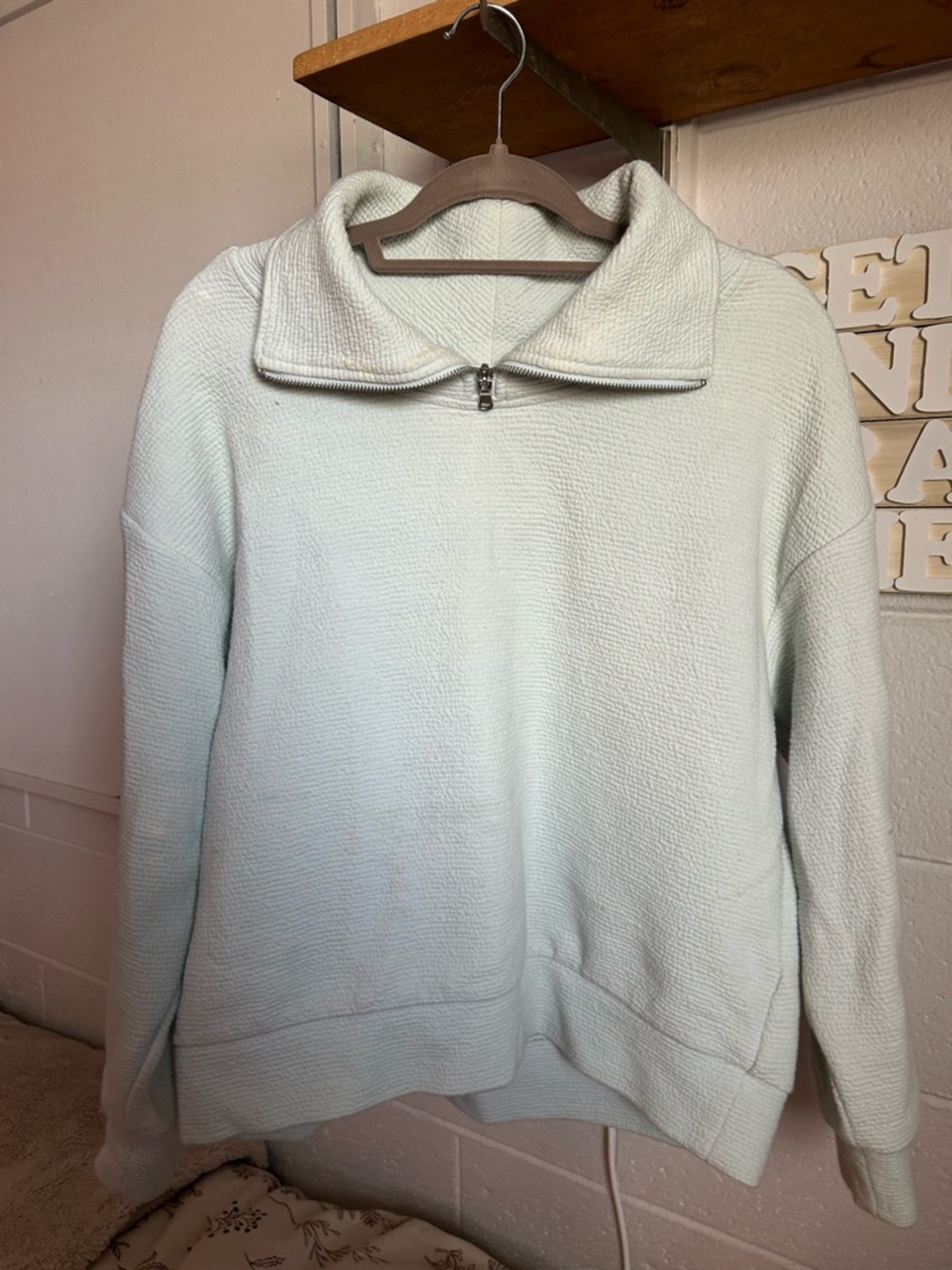 Quarter-Zip Pullover Sweater in Light Mint